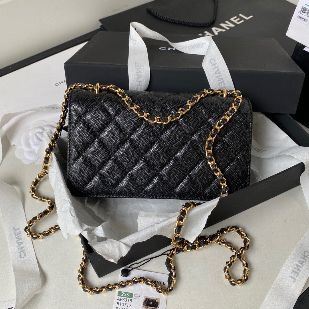 Chanel Woc Charm Replica 11 Handbag Lizard Skin Black With Gold Lock 20cm - Image 8
