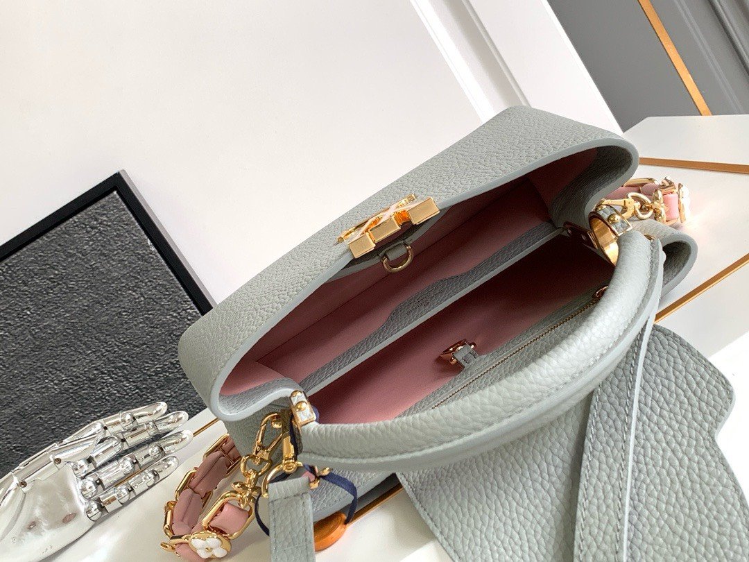 Louis Vuitton LV Capucines BB Like Auth Woman’s Grey Blue Handbags 27x18x9cm - Image 5