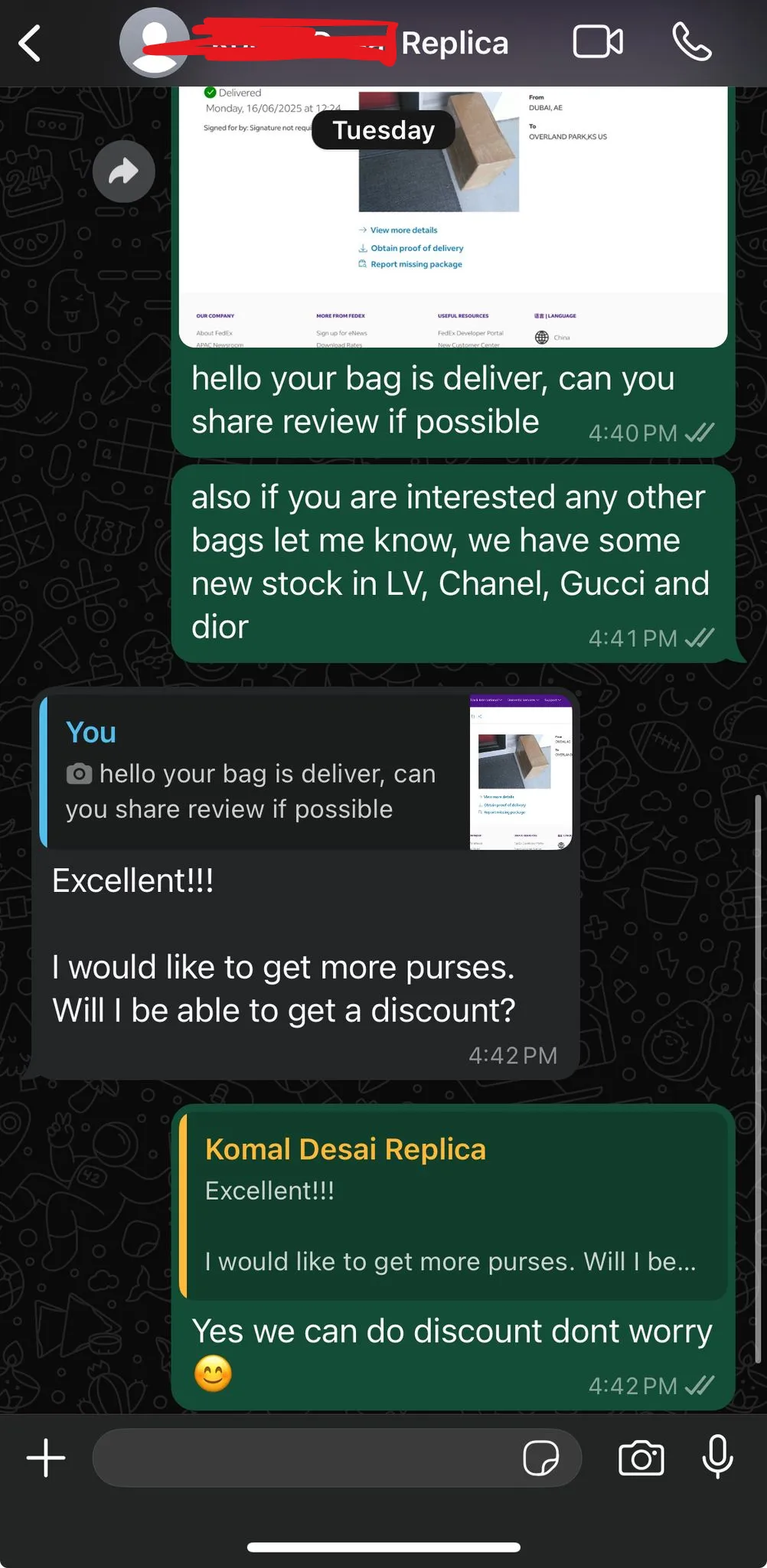 Prestige Bags io replica bag buyer review screenshot